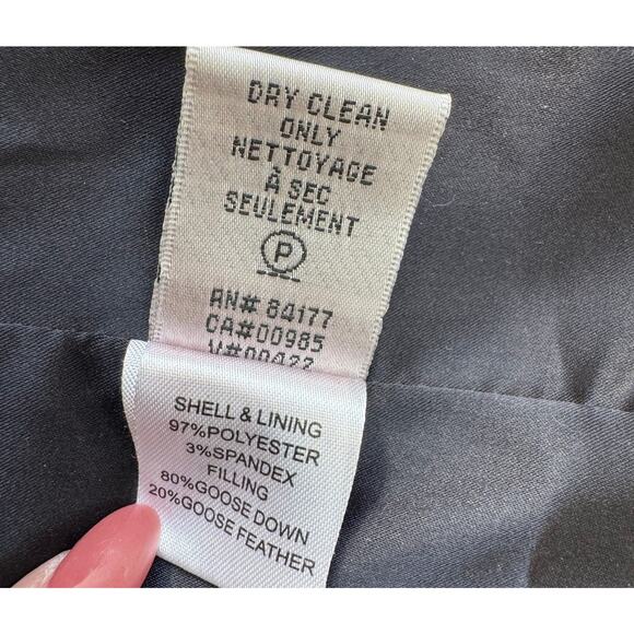 DVF Goose Down Black Satin Zona Puffer Zip Hood Coat Size P - Picture 9 of 14